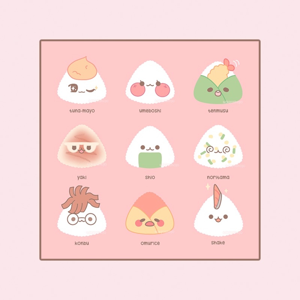 🧧SALE 3/$15 Tokyo Shojo - Cute Mini Onigiri 4"x4" Mini Print